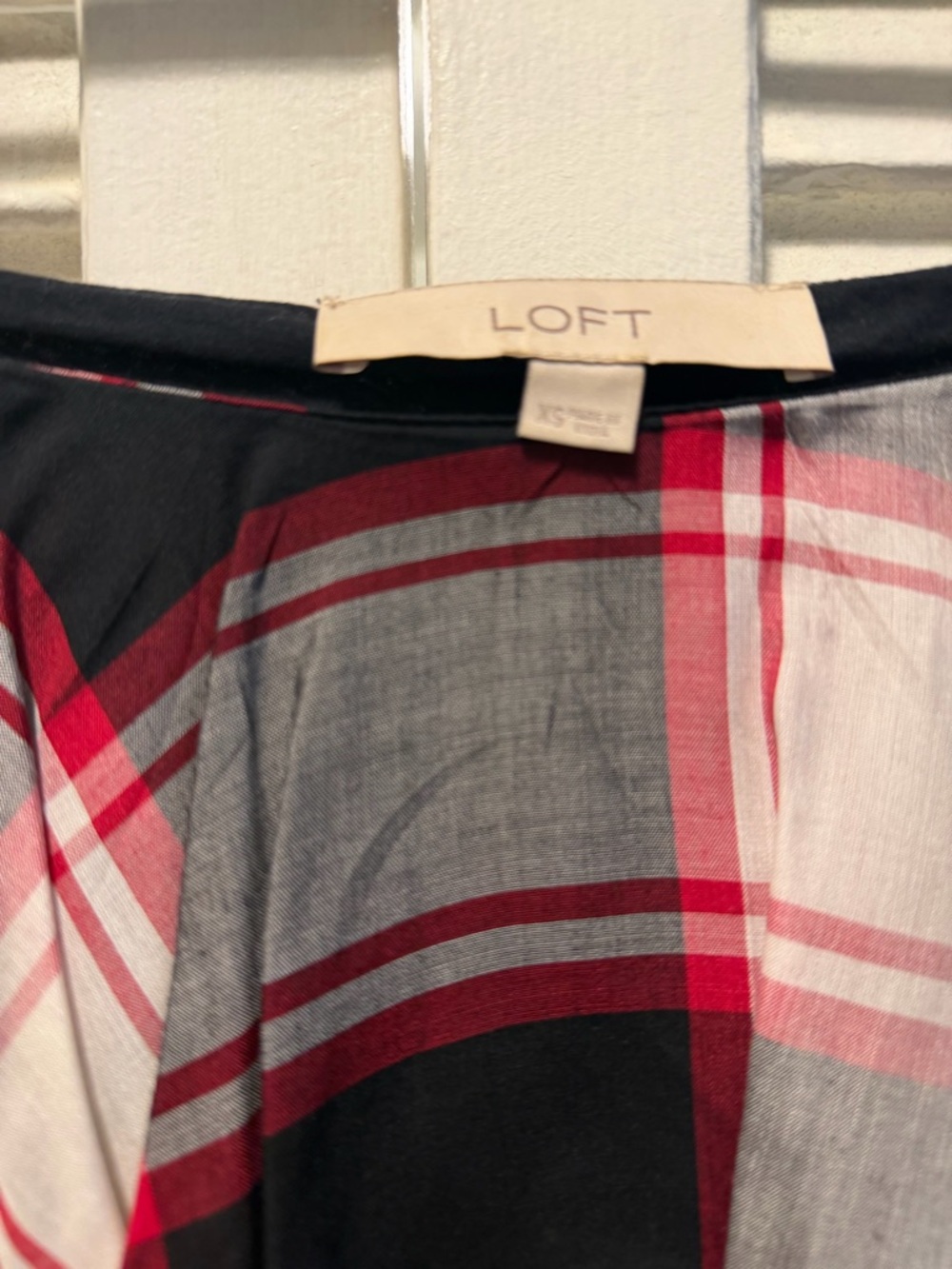 LOFT Cold-Shoulder Plaid Ruffle Top - Picture 6 of 7